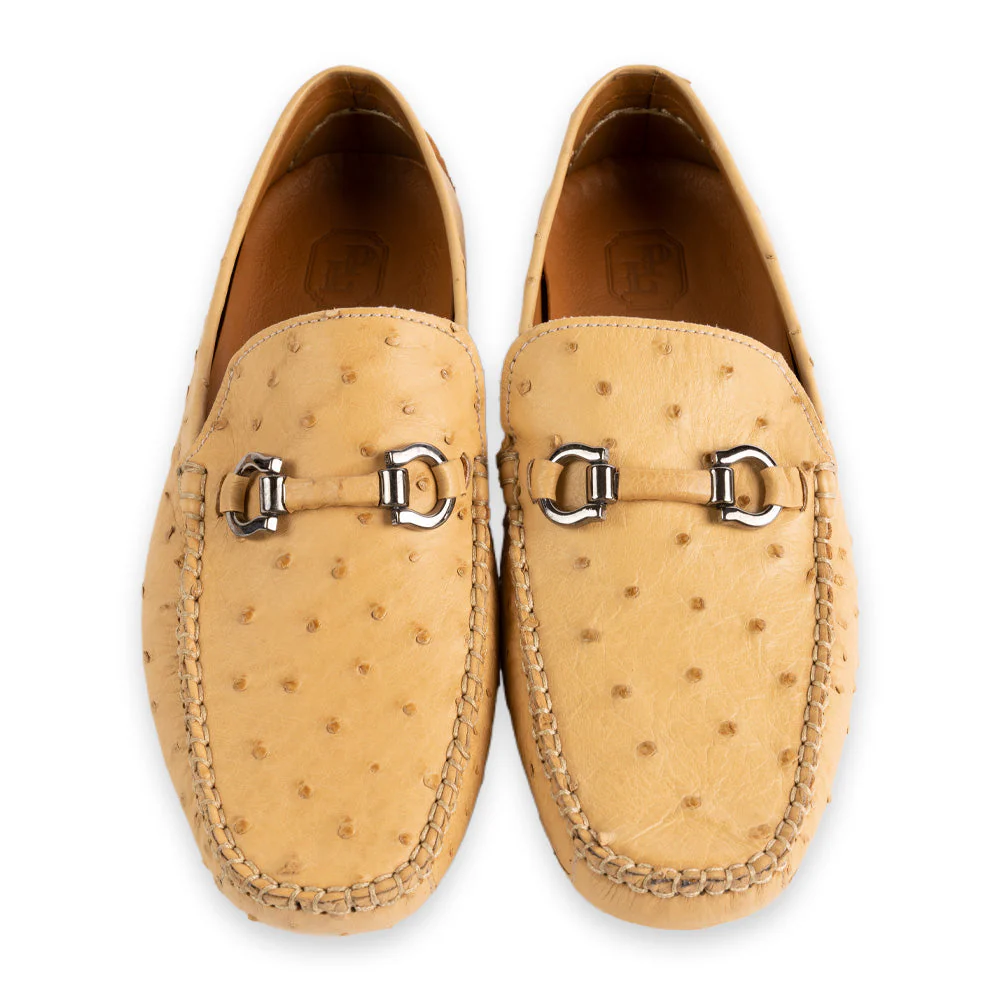 P01401 Palm Beach Genuine Ostrich Driver- Beige - Image 4
