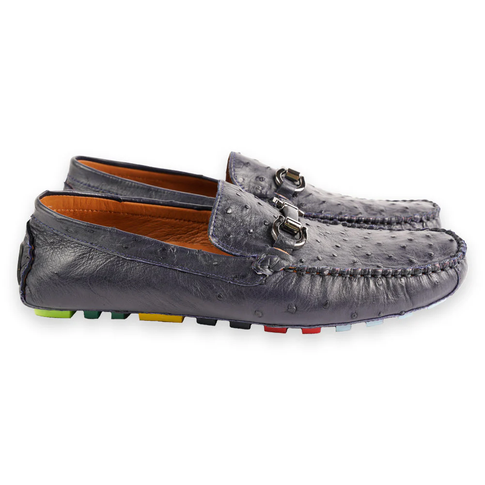 P01408 Palm Beach Genuine Ostrich Driver- Navy - Image 2