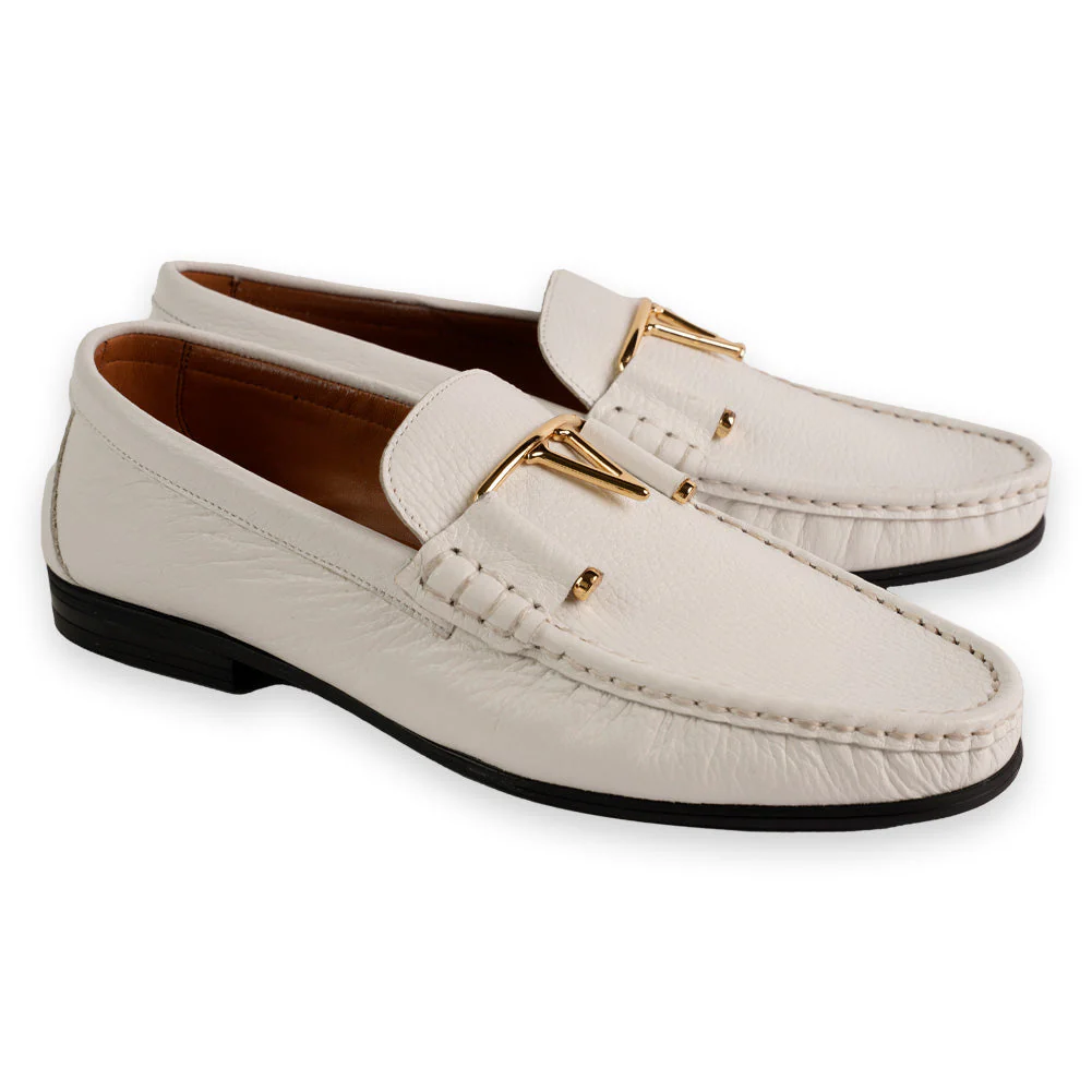 P0215-3218 Deer V buckle - White