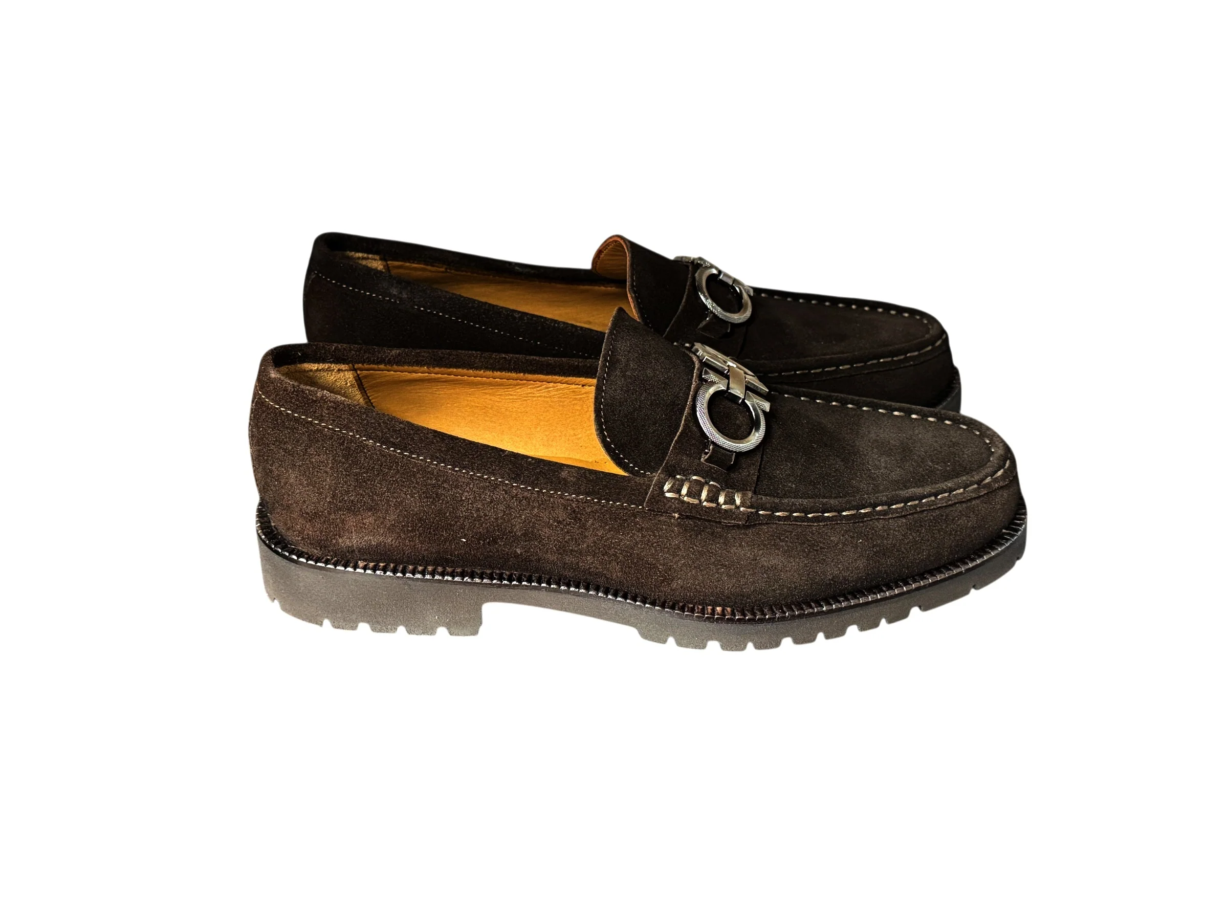 P043 Newport- Brown Buckle Suede Loafer - Image 2