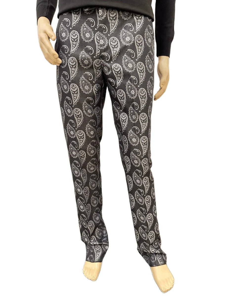 Paisley Suit - Gray - Silver - Charcoal Prom Suit - Slim Fit Stage Suit - Image 3