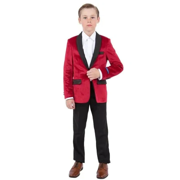 Perry Ellis Boys Velvet Jacket, Red - Image 4