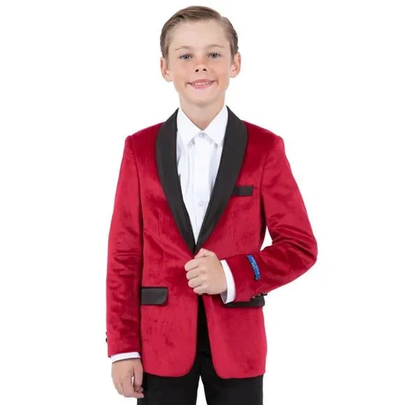 Perry Ellis Boys Velvet Jacket, Red - Image 5