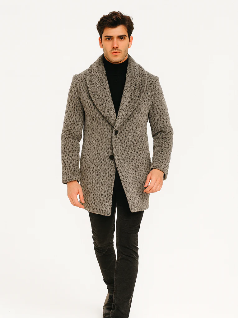 Pimp Coat for Men – 1920s Gangster Leopard Faux Fur Full Length Overcoat - Image 5