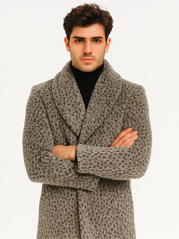 Pimp Coat for Men – 1920s Gangster Leopard Faux Fur Full Length Overcoat - Image 6