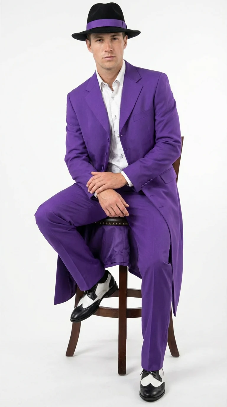 Pimp Halloween Joker Costume Purple Zoot Suit for Men - Image 4