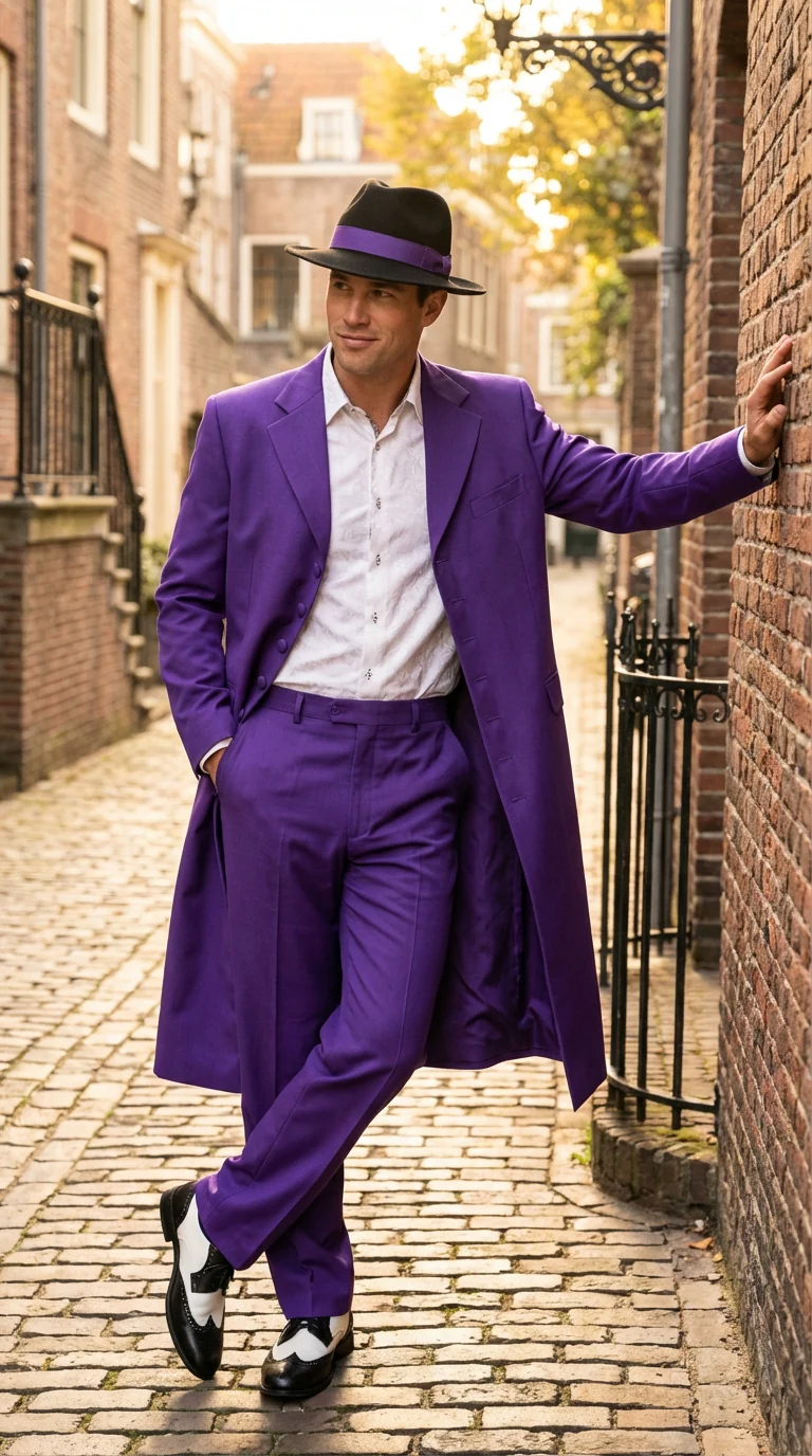 Pimp Halloween Joker Costume Purple Zoot Suit for Men - Image 5