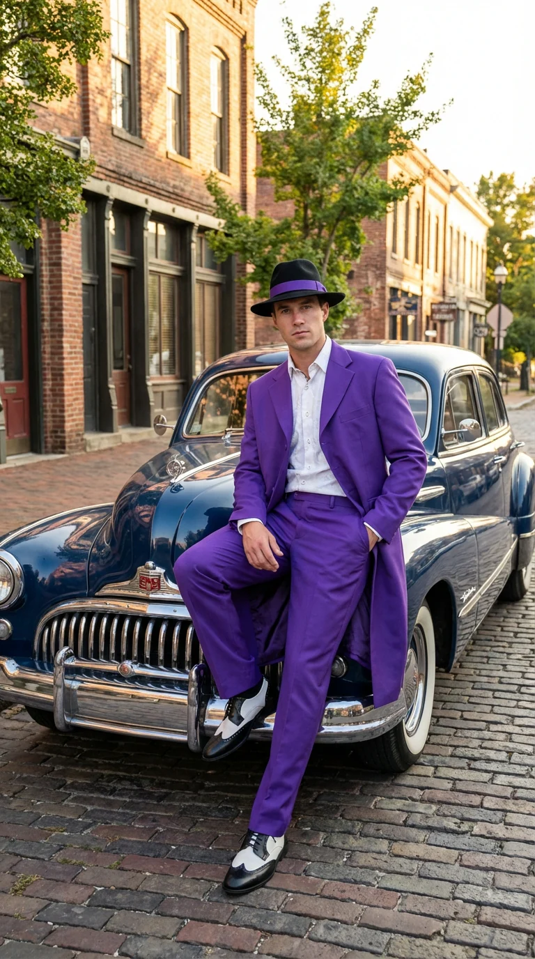 Pimp Halloween Joker Costume Purple Zoot Suit for Men - Image 7