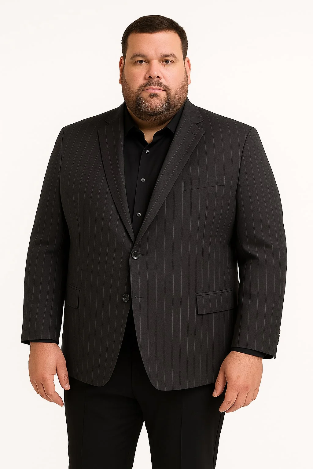 Pinstripe Blazer in Black Pinstripe Almost Dark Charcoal Grey Pinstripe Sport Coat - 1920s Pattern Sport Coat - Image 4