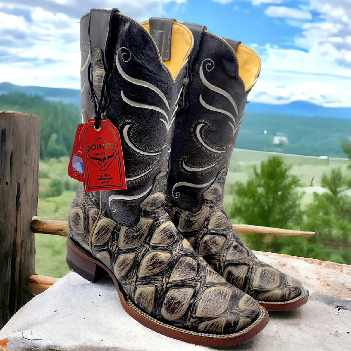 African Fish Print Cowboy Boots - Image 2