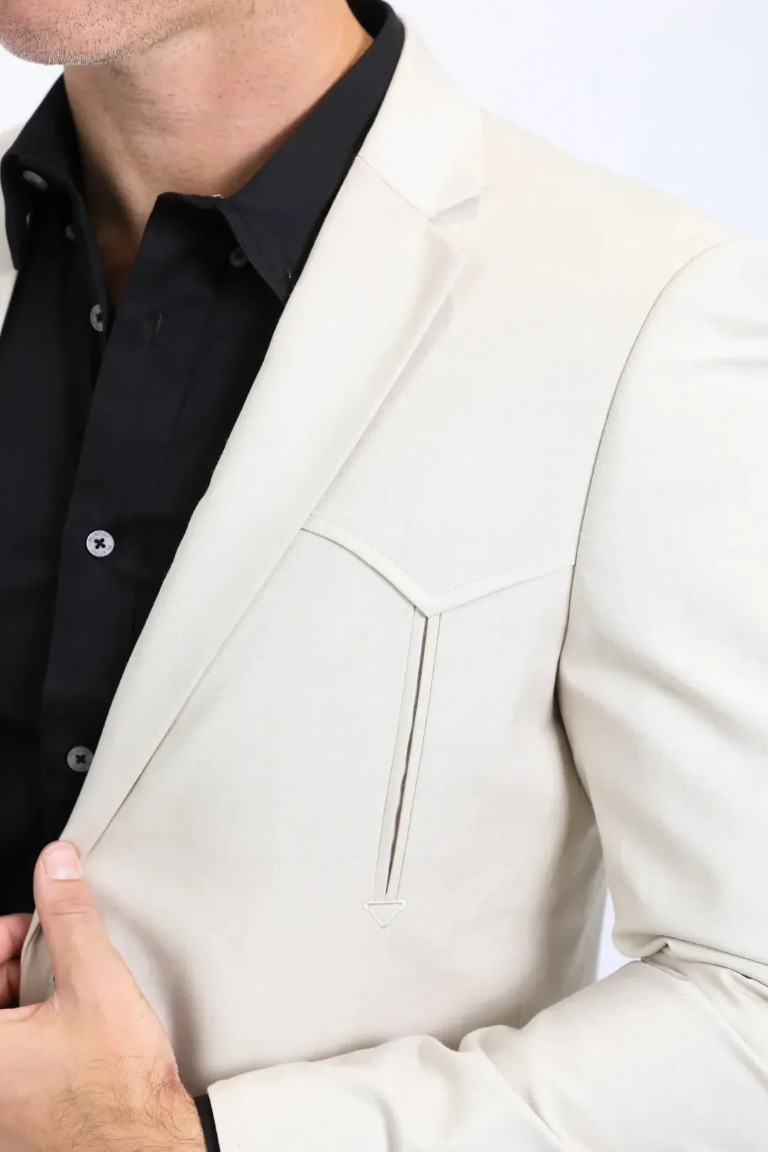 Platini Beige Western Sport Coat for Men – Light Tone Frontier Jacket - Image 3