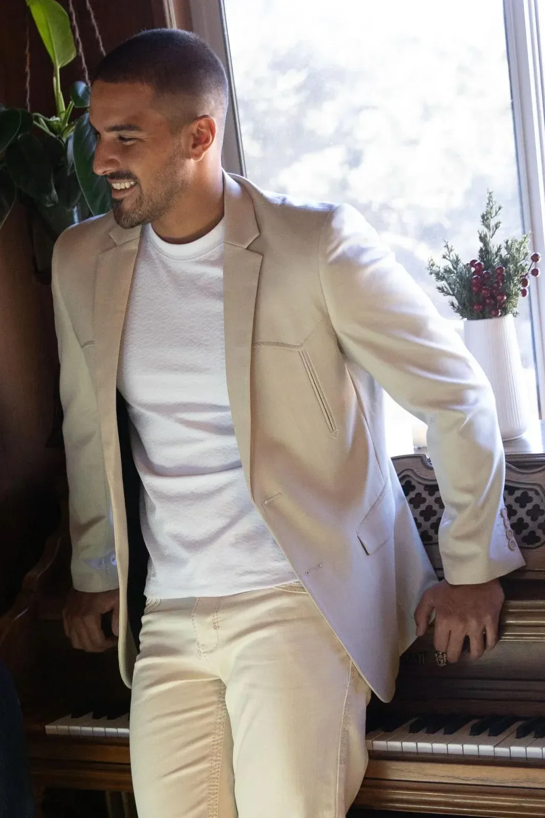 Platini Beige Western Sport Coat for Men – Light Tone Frontier Jacket - Image 6