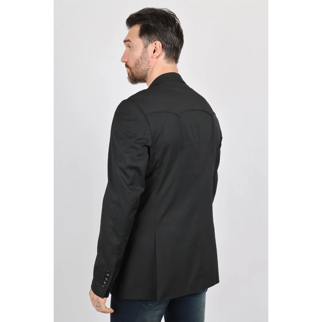 Platini Black Western-Style Sport Coat for Men with Elbow Patches - Image 3