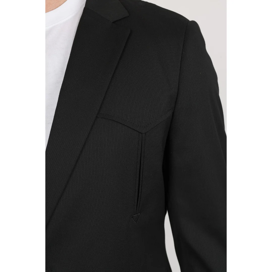Platini Black Western-Style Sport Coat for Men with Elbow Patches - Image 4