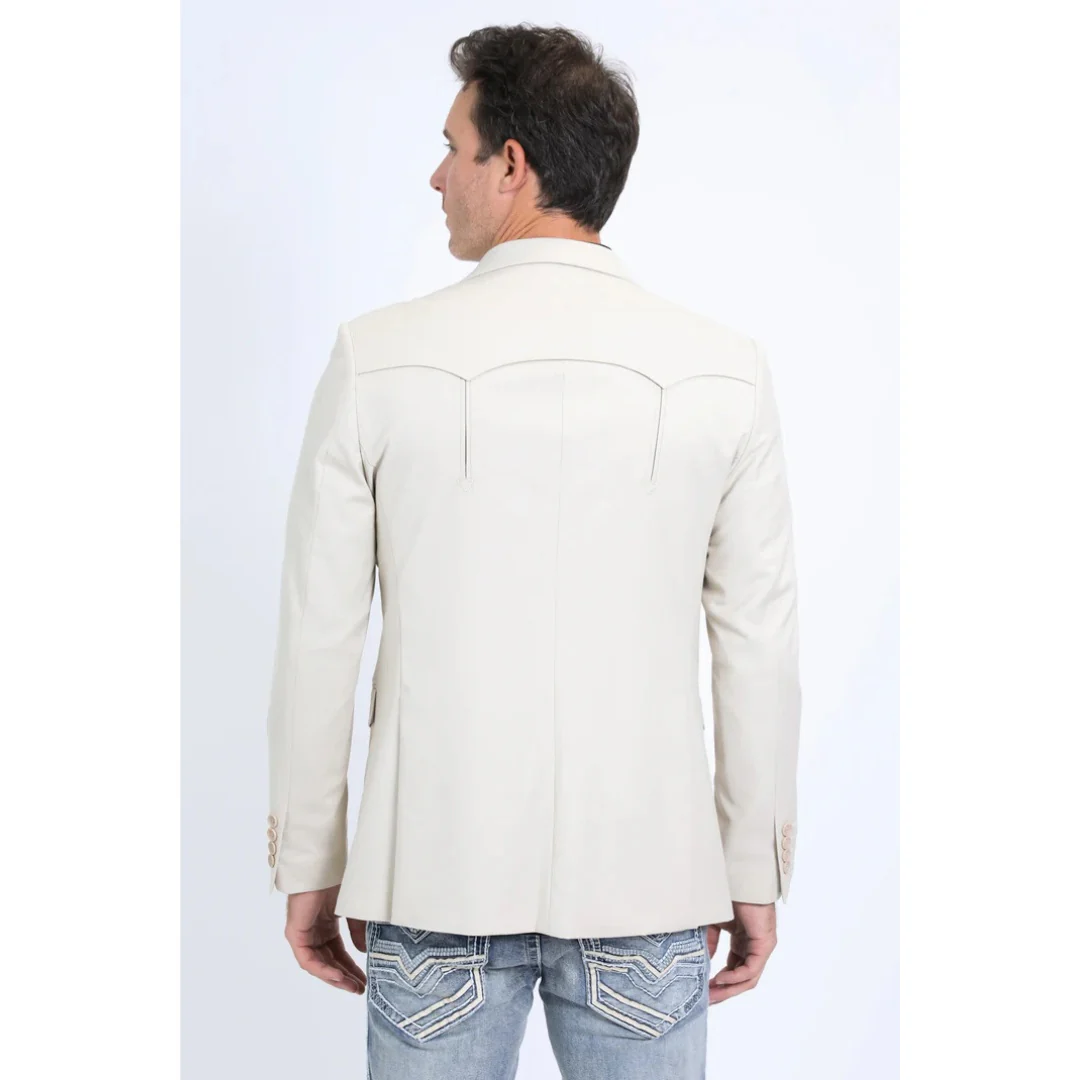 Platini Men’s Beige Western Blazer with Double Button Closure - Image 5