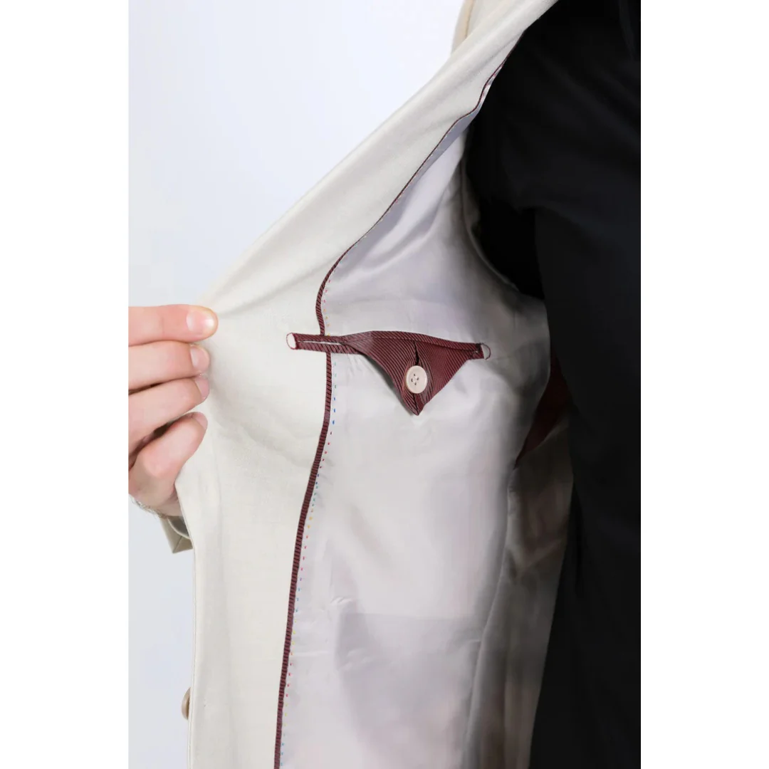 Platini Men’s Beige Western Blazer with Double Button Closure - Image 6