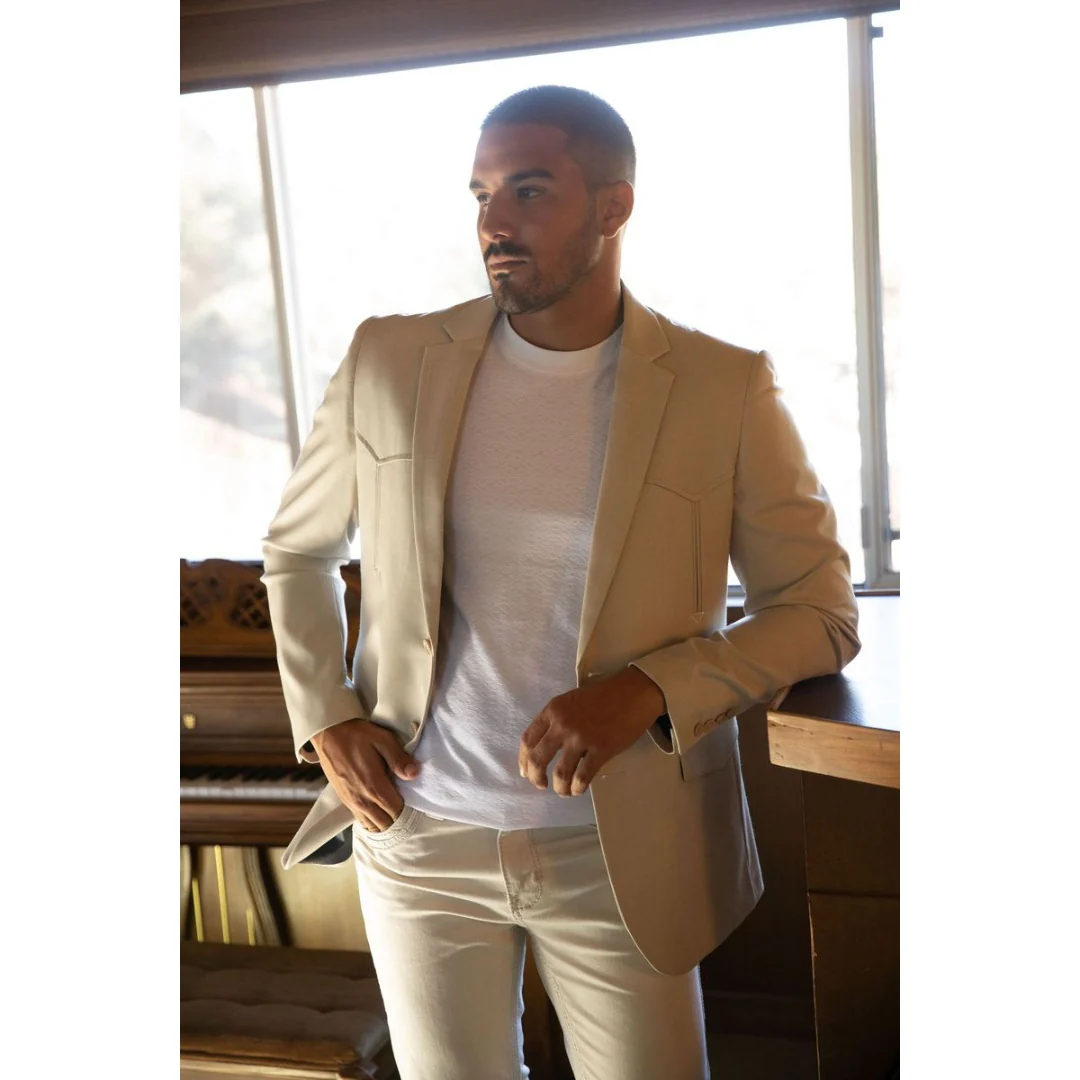 Platini Men’s Beige Western Blazer with Double Button Closure - Image 7