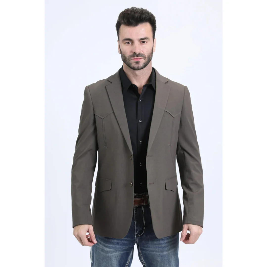 Platini Men’s Double-Breasted Western Blazer in Dark Brown