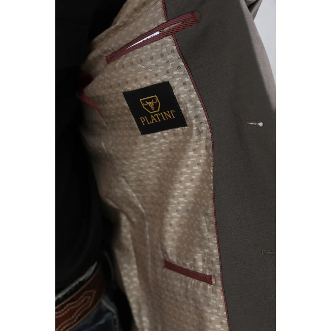 Platini Men’s Double-Breasted Western Blazer in Dark Brown - Image 5