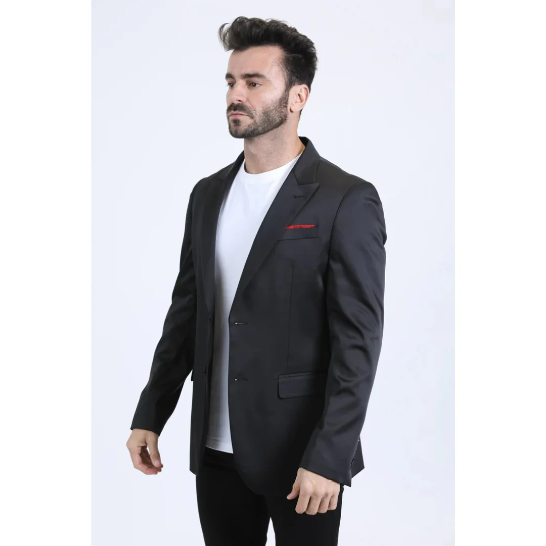 Platini Men’s Sleek Black Modern Fit Blazer - Image 2