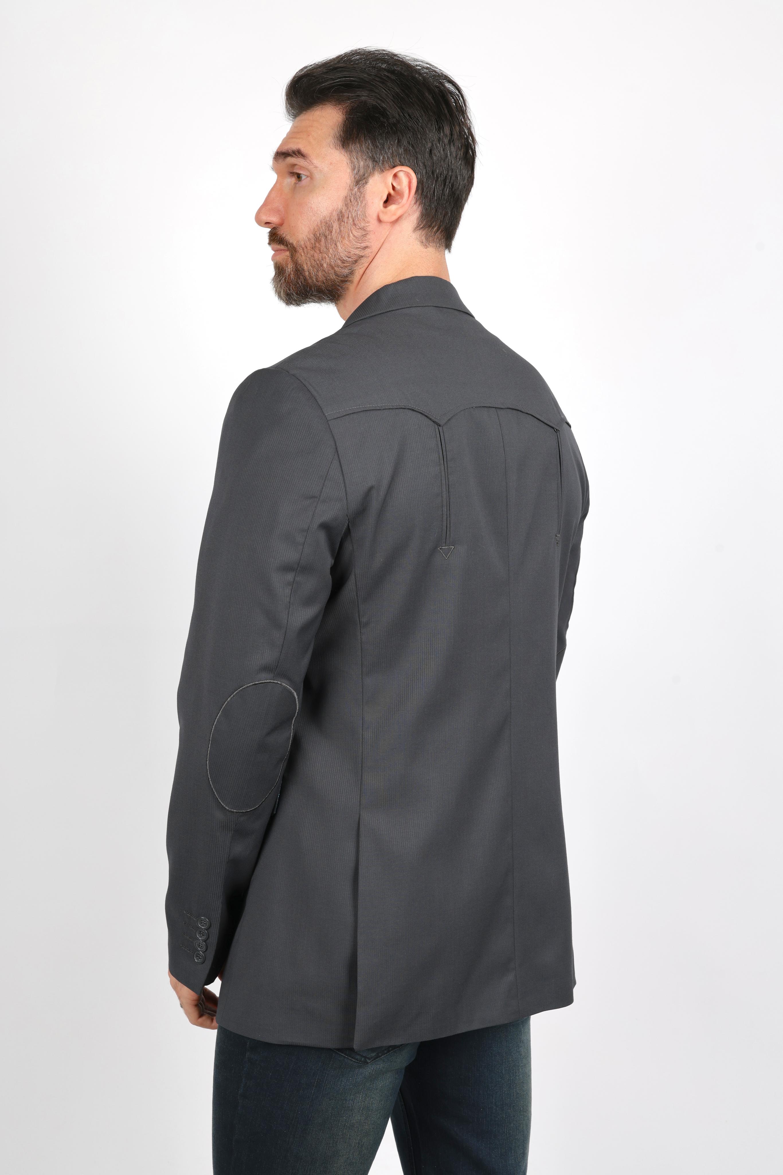 Platini Men’s Western Style Sport Coat with Elbow Patches – Charcoal Black - Image 4