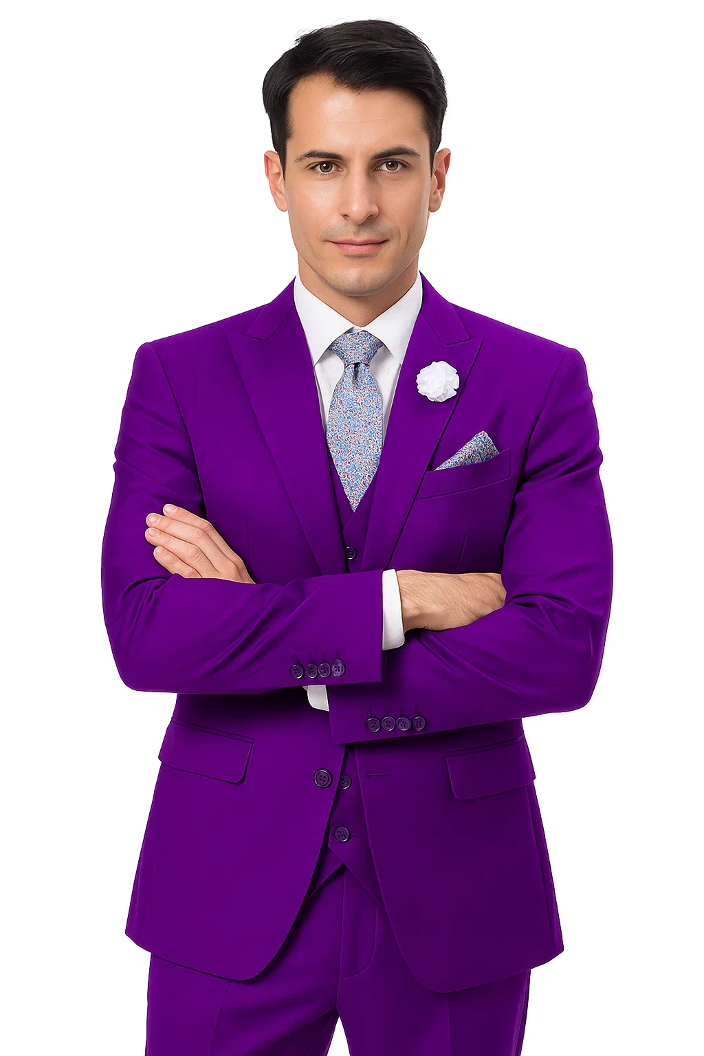 Purple Peak Lapel Suit – Men's 3-Piece with Double Breasted Vest - Image 6