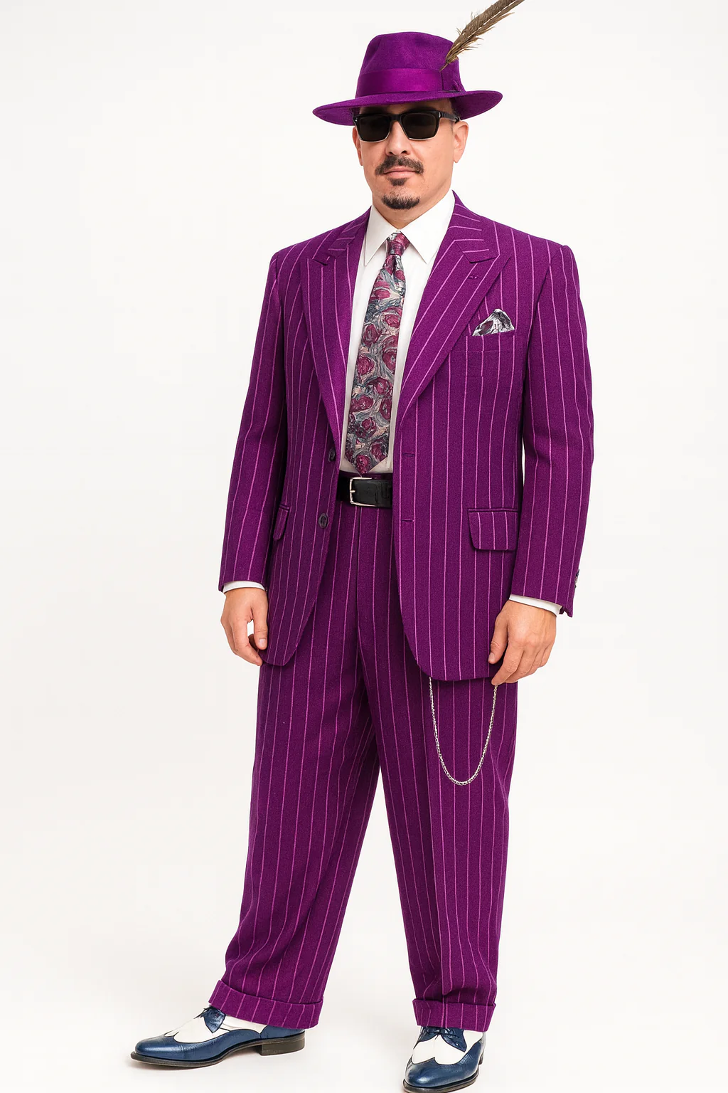Purple Pinstripe Zoot Suit  3 Piece 1920s/1930s Gangster Outfit (Jacket and Pants and Vest)  Vintage Fashion - Image 8