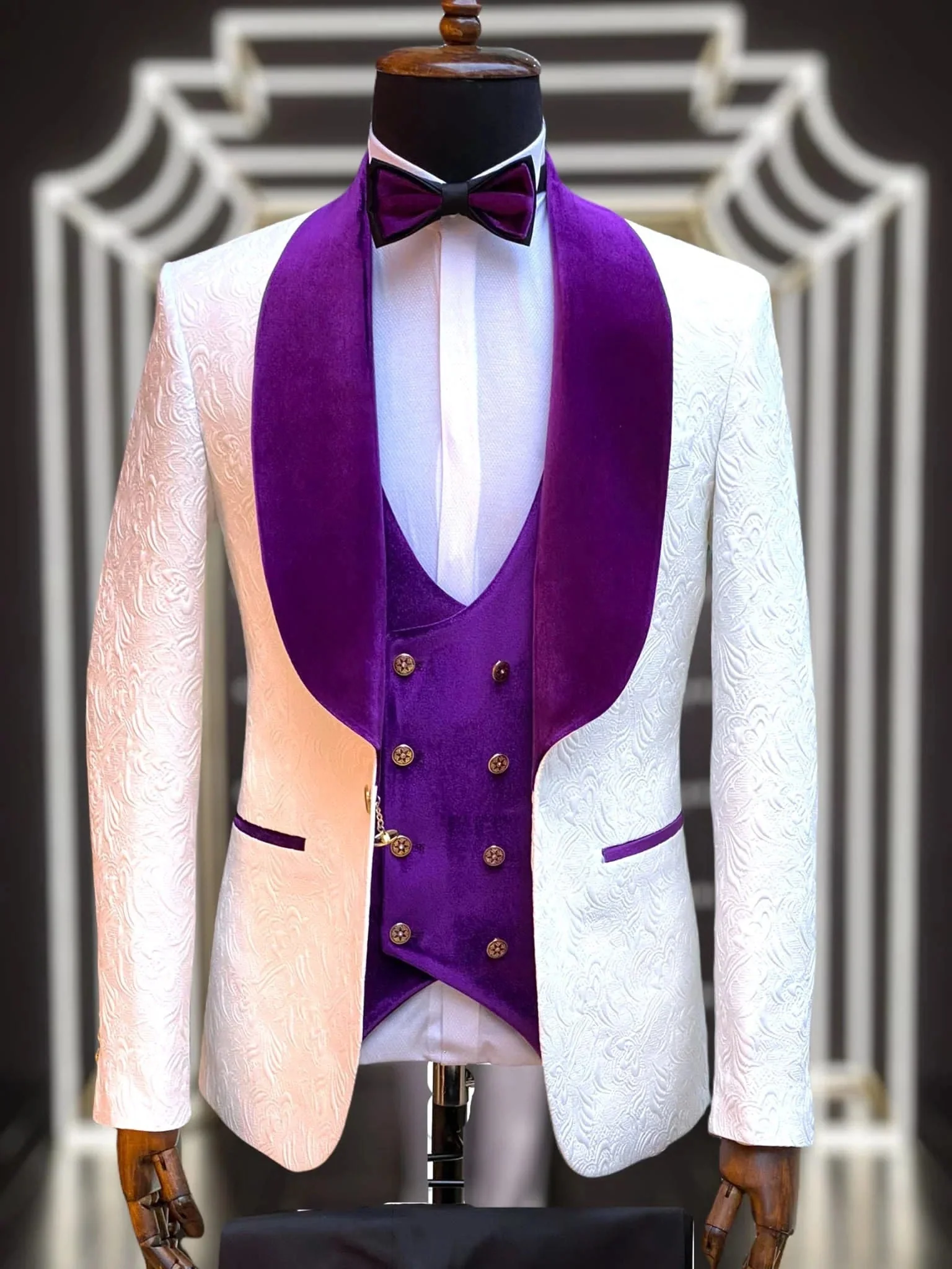 Purple Prom Suit - Purple Prom Outfit -Purple Premium Paisley Tuxedo - Image 2
