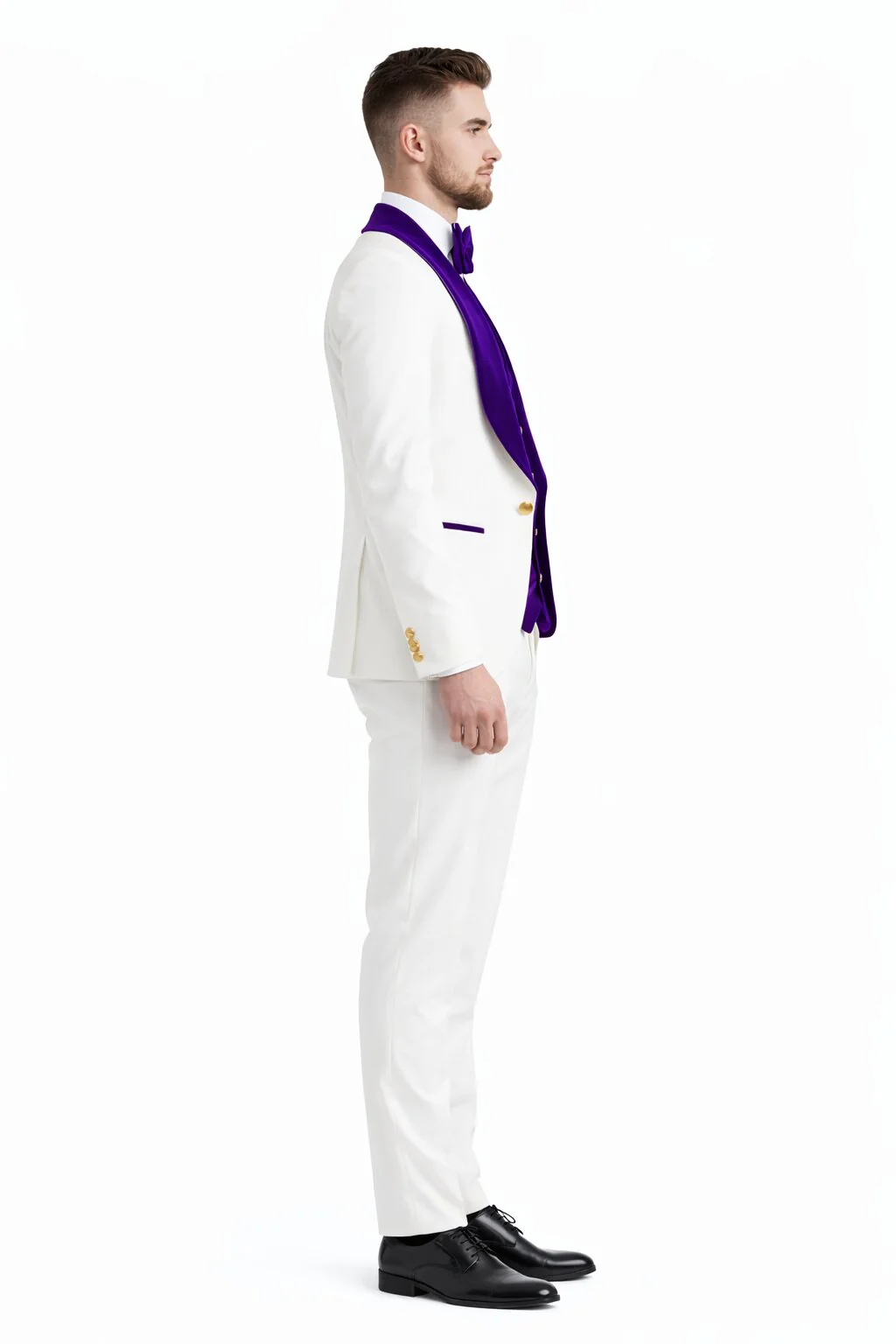 Purple Prom Suit - Purple Prom Outfit -White and Purple Prom  Tuxedo - Image 3