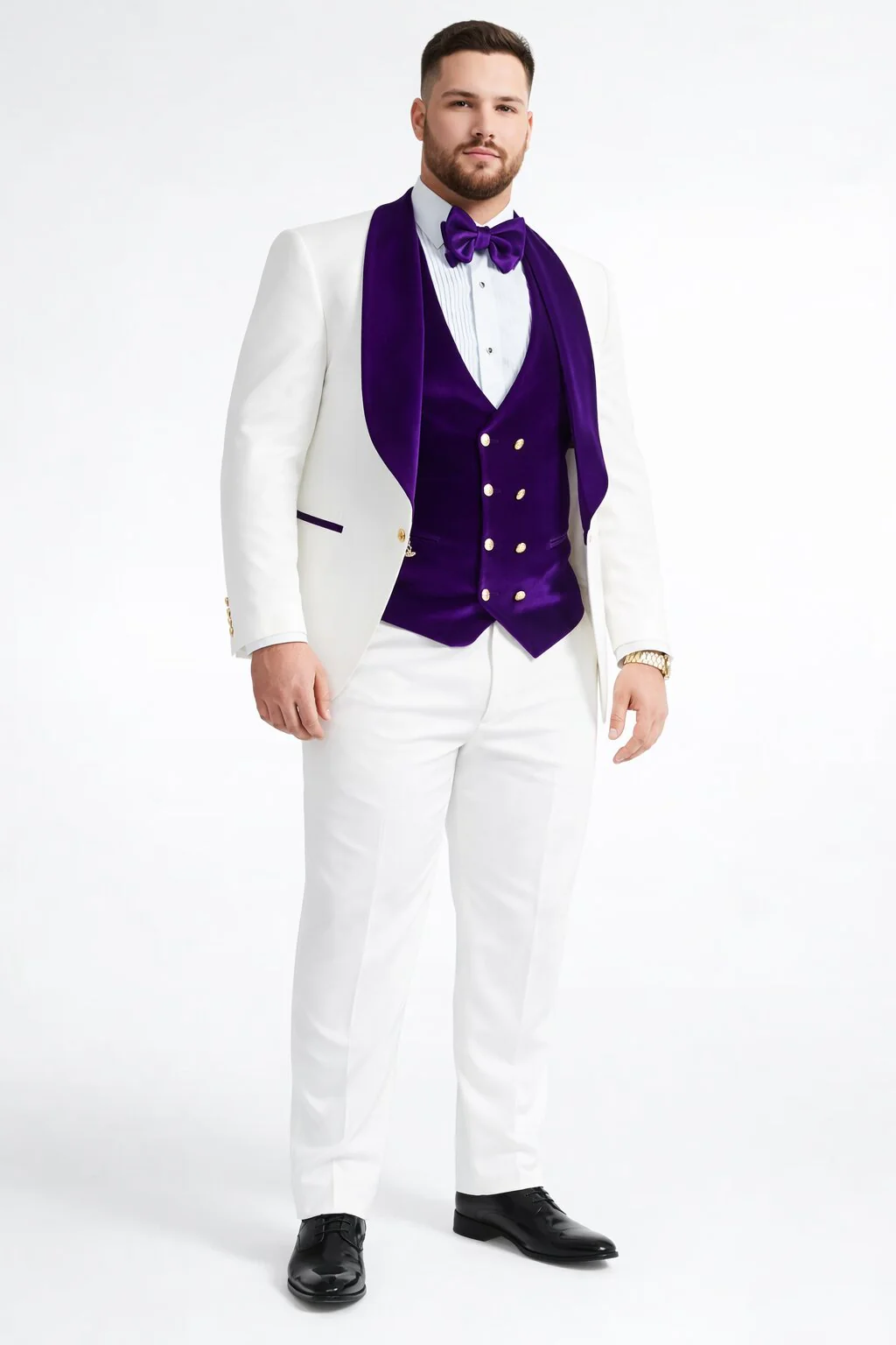 Purple Prom Suit - Purple Prom Outfit -White and Purple Prom  Tuxedo - Image 6