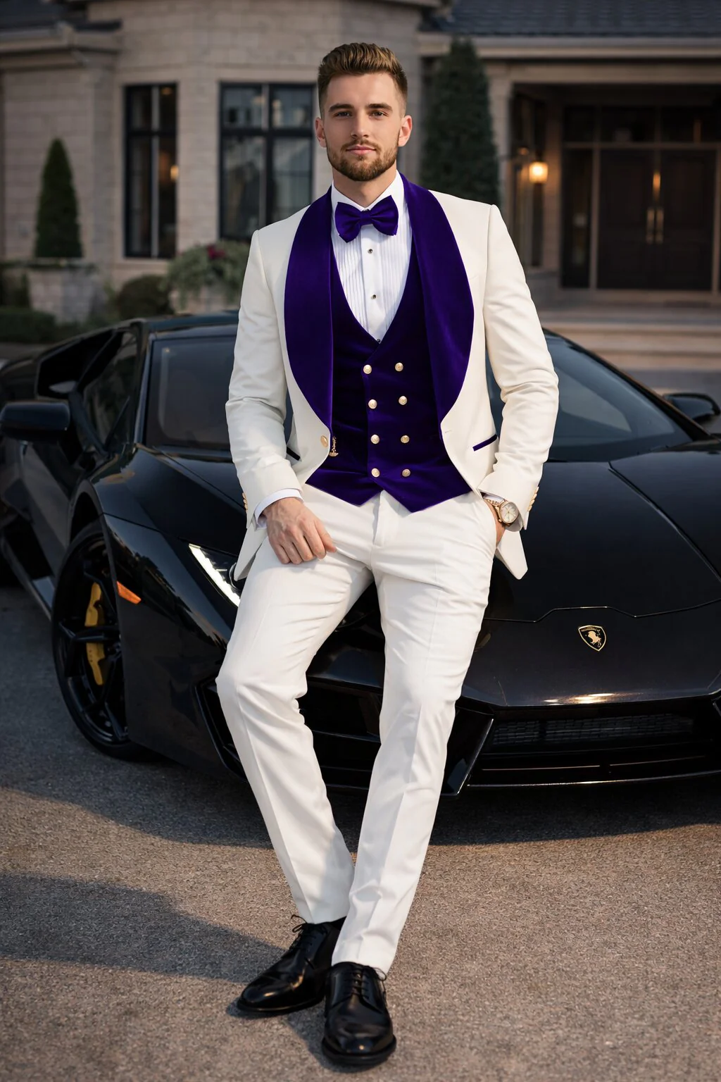 Purple Prom Suit - Purple Prom Outfit -White and Purple Prom  Tuxedo - Image 7