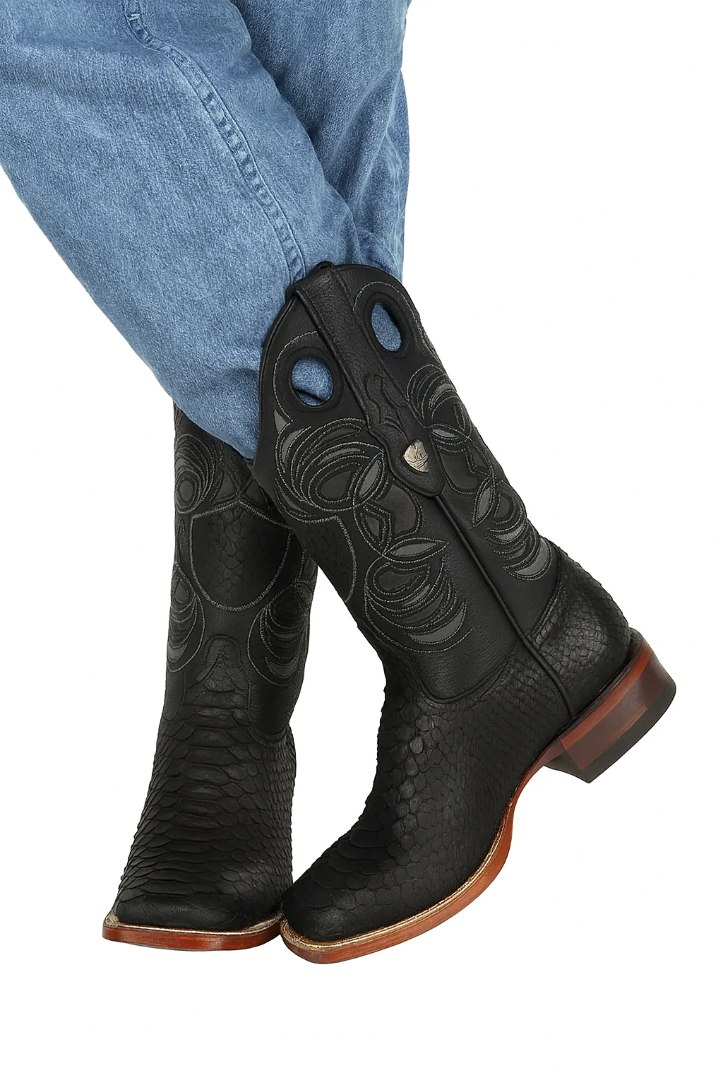 Python Snake Boots Mens Square Toe - Image 9
