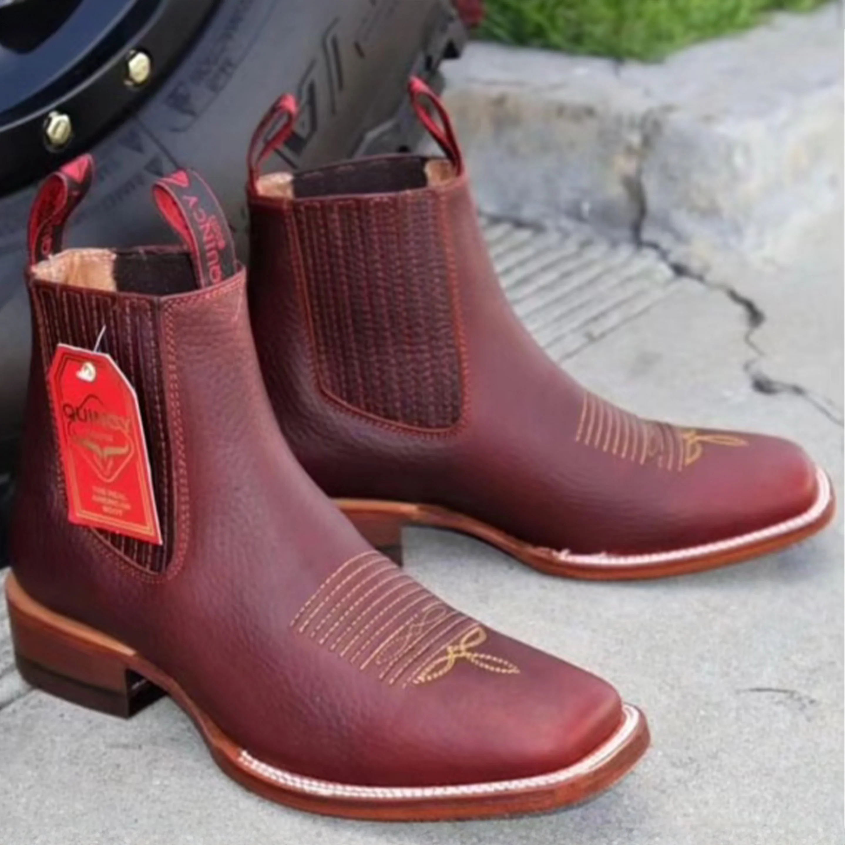 Mens Square Toe Ankle Boots - Image 3