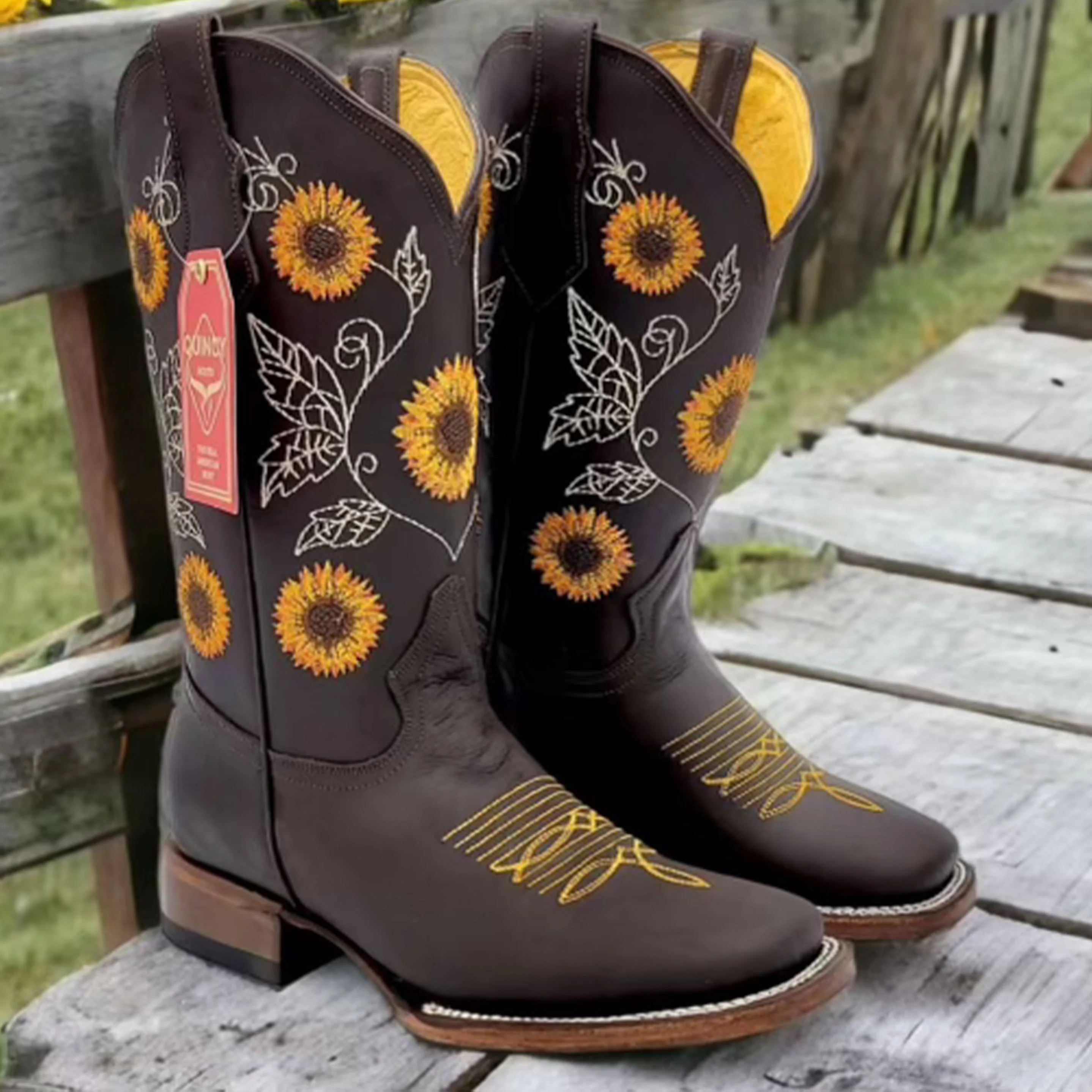 Women's Sunflower Cowboy Boots - Image 2