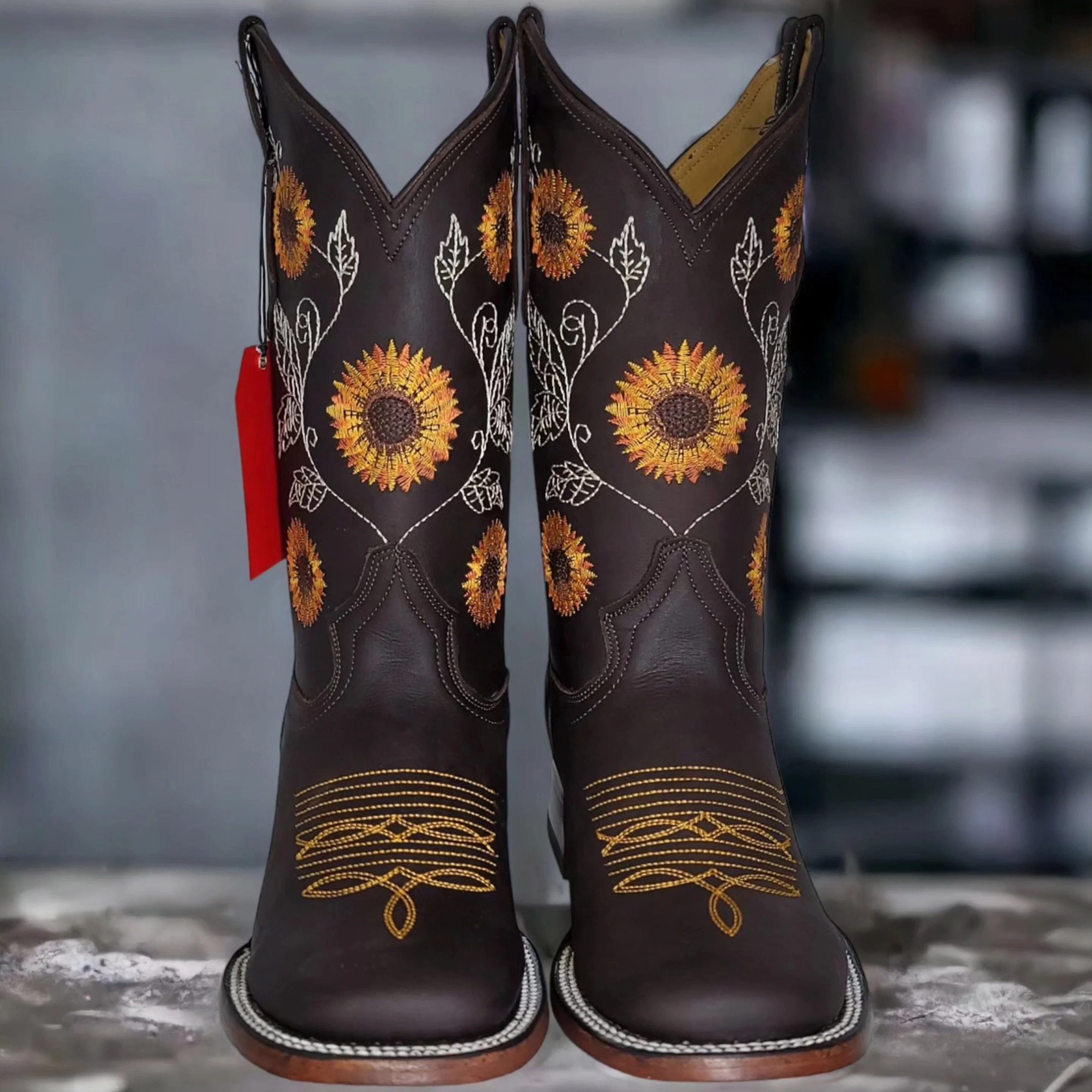 Women's Sunflower Cowboy Boots - Image 3