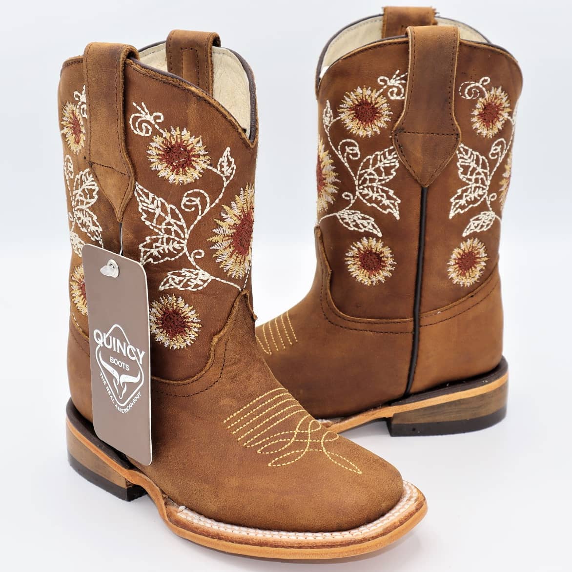 Kids Sunflower Square Toe Cowgirl Boots - Image 10