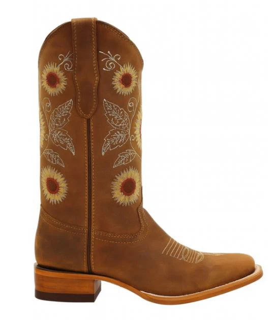 Kids Sunflower Square Toe Cowgirl Boots - Image 8