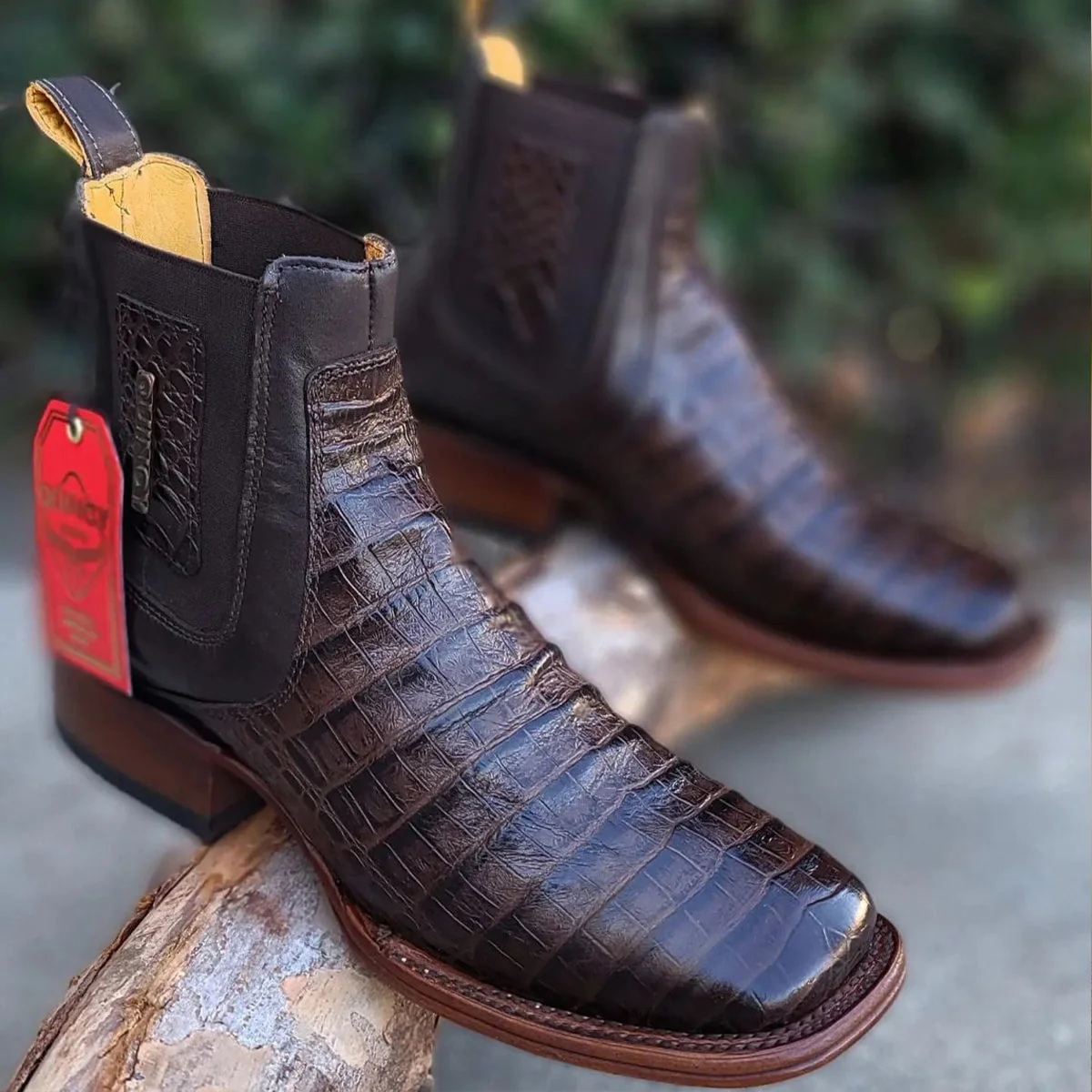 Mens Short Caiman Print Boots - Image 10