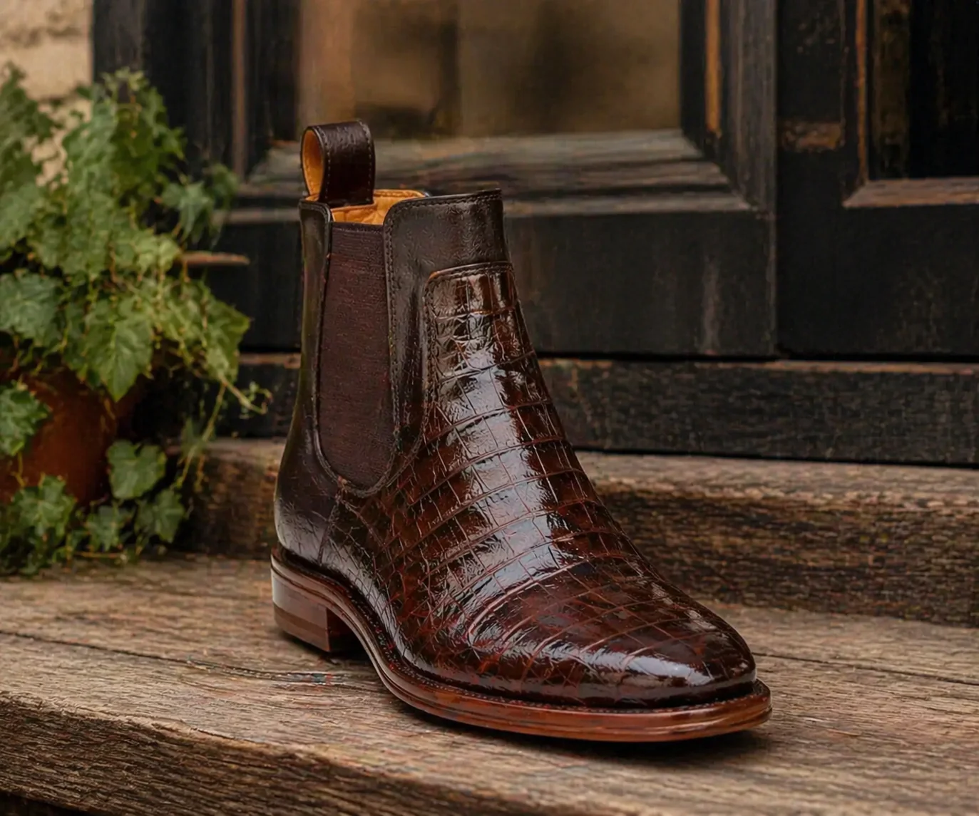 Mens Short Caiman Print Boots - Image 6
