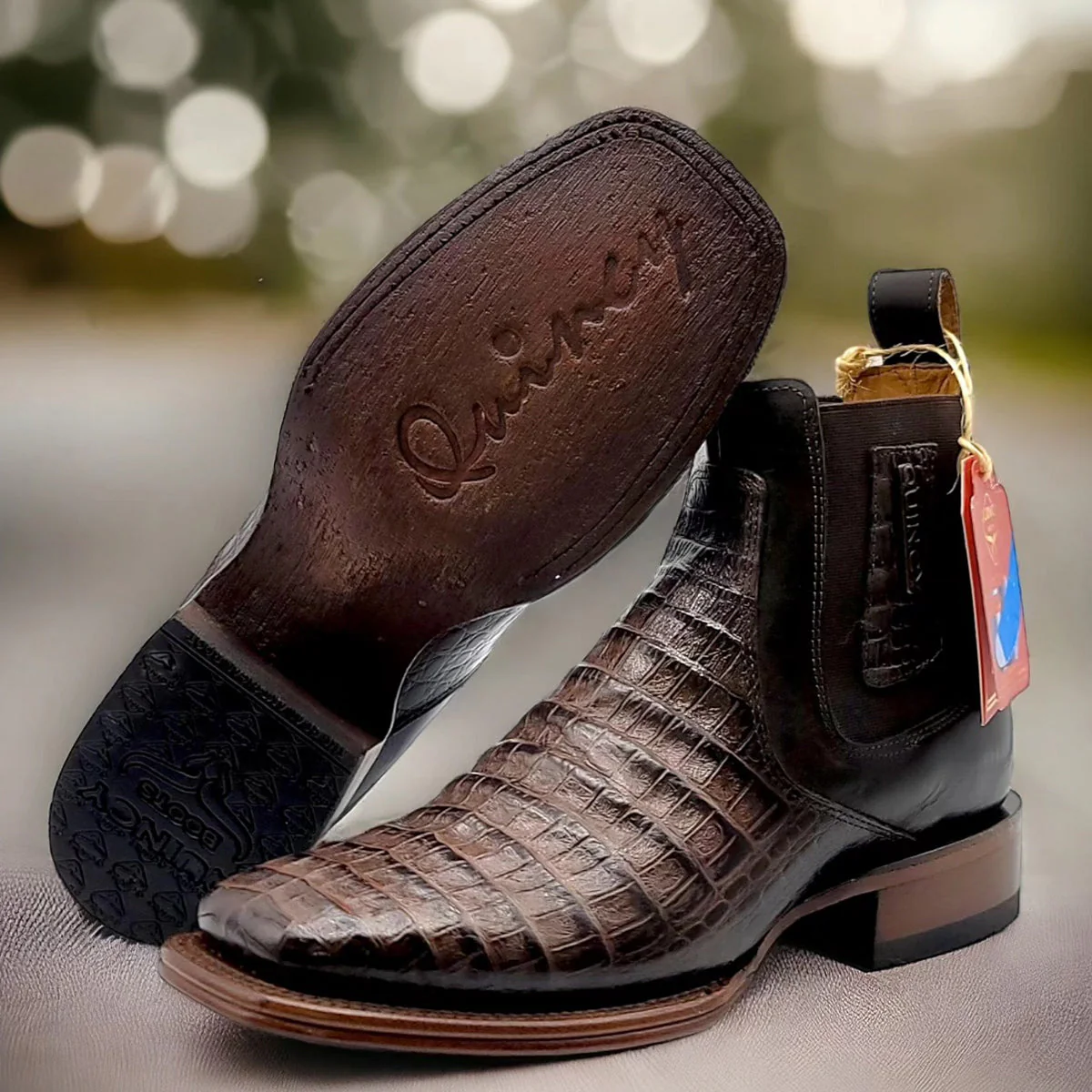 Mens Short Caiman Print Boots - Image 9