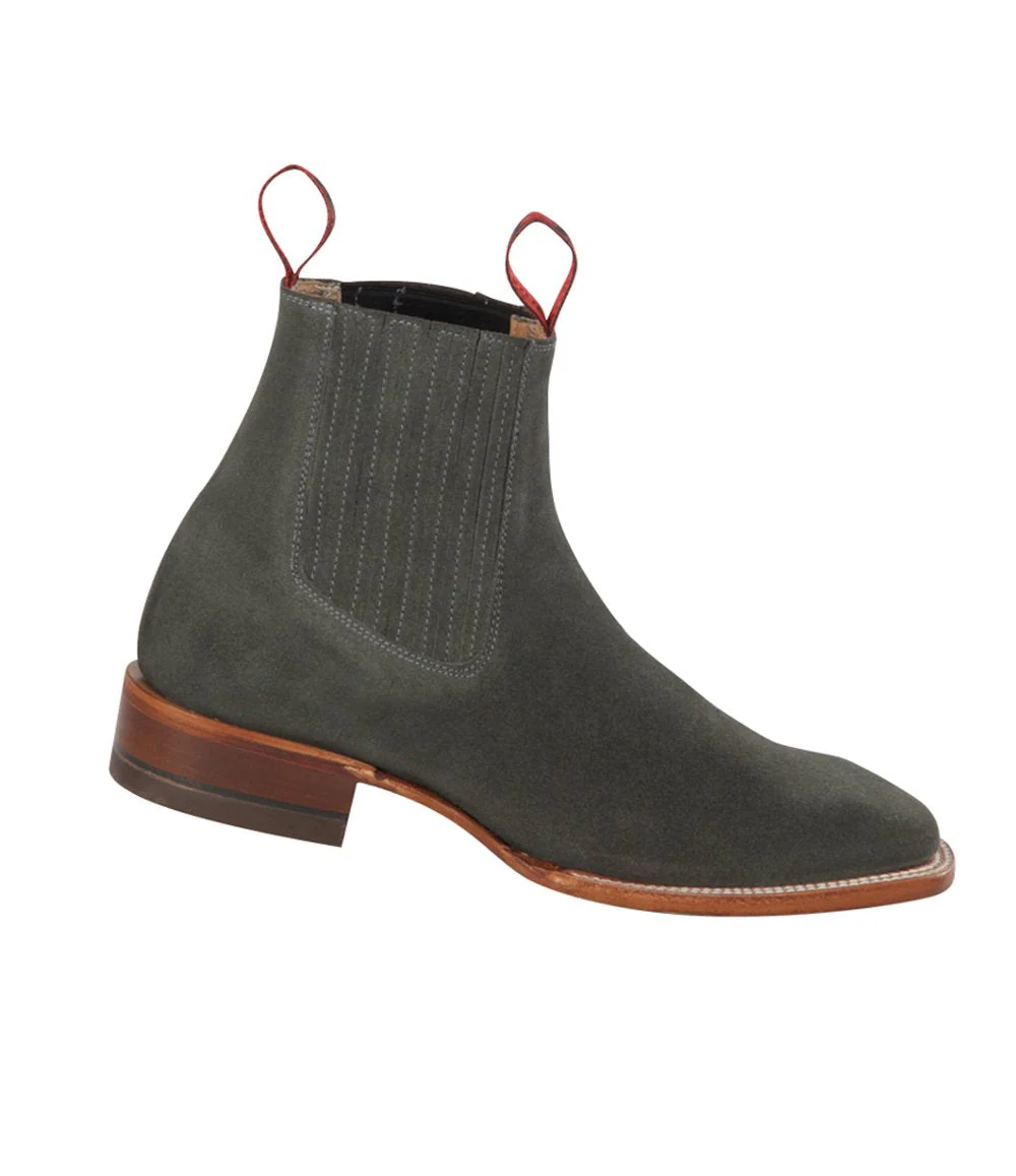 Grey Suede Square Toe Boots - Image 2