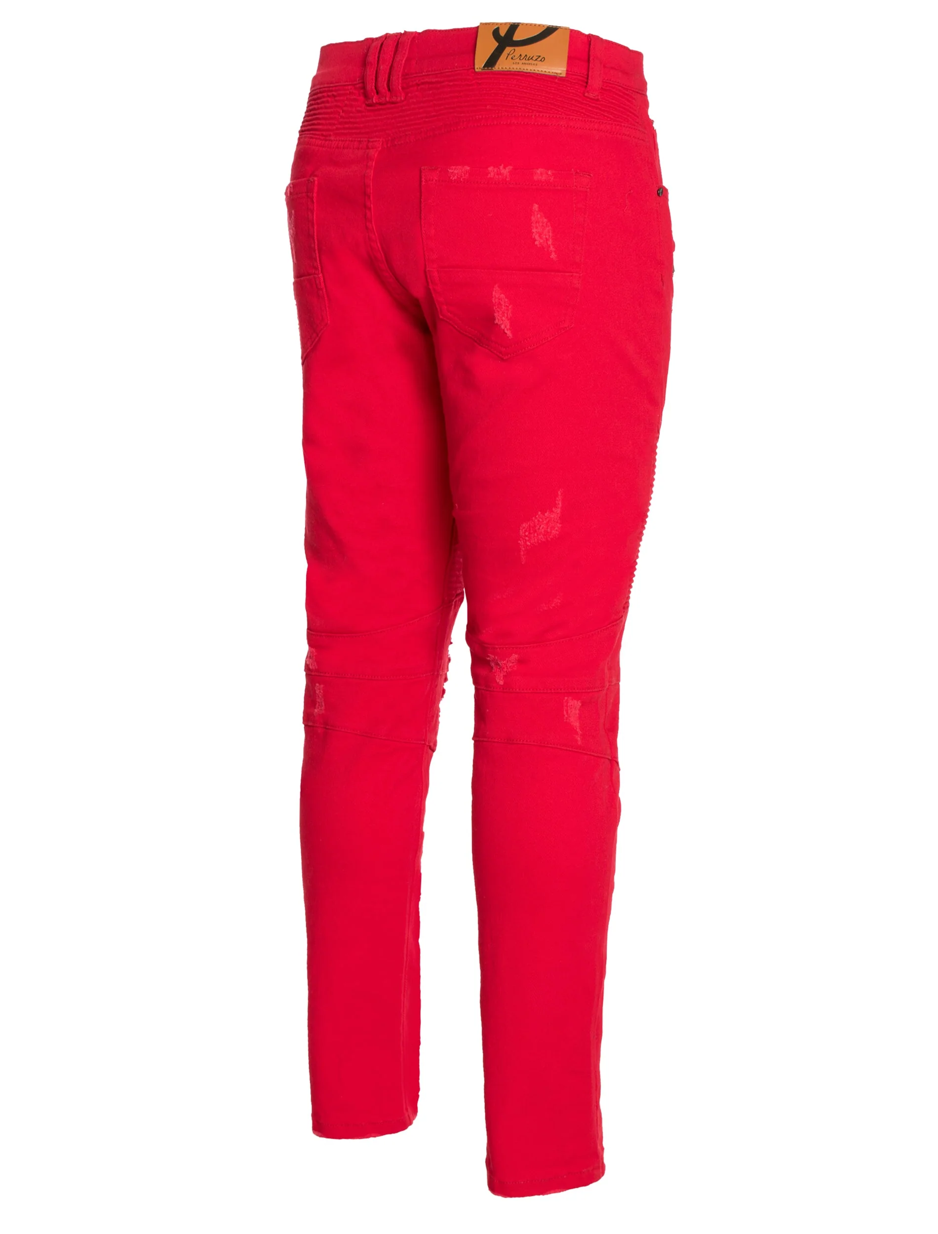 Distressed Moto Jeans  in Red color - Image 2