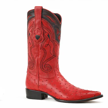 Red Ostrich Boots Pointy Toe - Image 3