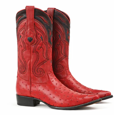 Red Ostrich Boots Pointy Toe - Image 4