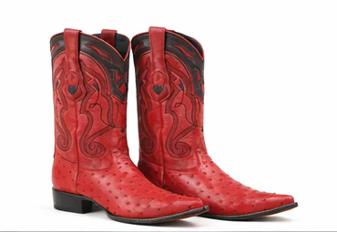Red Ostrich Boots Pointy Toe - Image 7