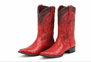 Red Ostrich Boots Pointy Toe - Image 8