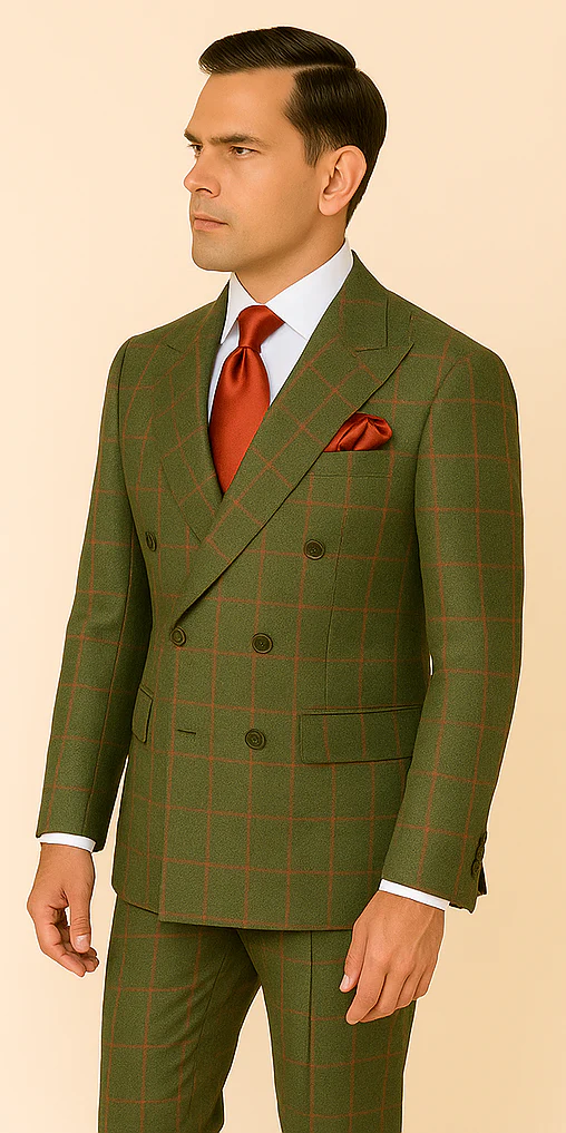 Refined Mens Suit in Rich Green – Double-Breasted Design - Image 3