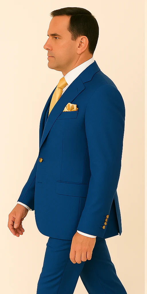 Rossi Man BOND RM1780 Slim Fit 3-Piece Suit – Modern Royal Blue Suit for Men - Image 3