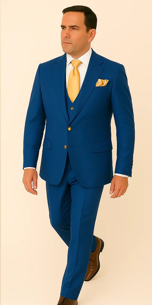 Rossi Man BOND RM1780 Slim Fit 3-Piece Suit – Modern Royal Blue Suit for Men - Image 4