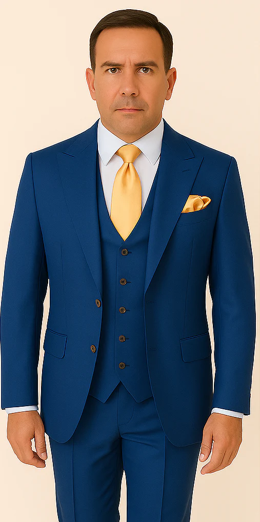 Rossi Man BOND RM1780 Slim Fit 3-Piece Suit – Modern Royal Blue Suit for Men - Image 5